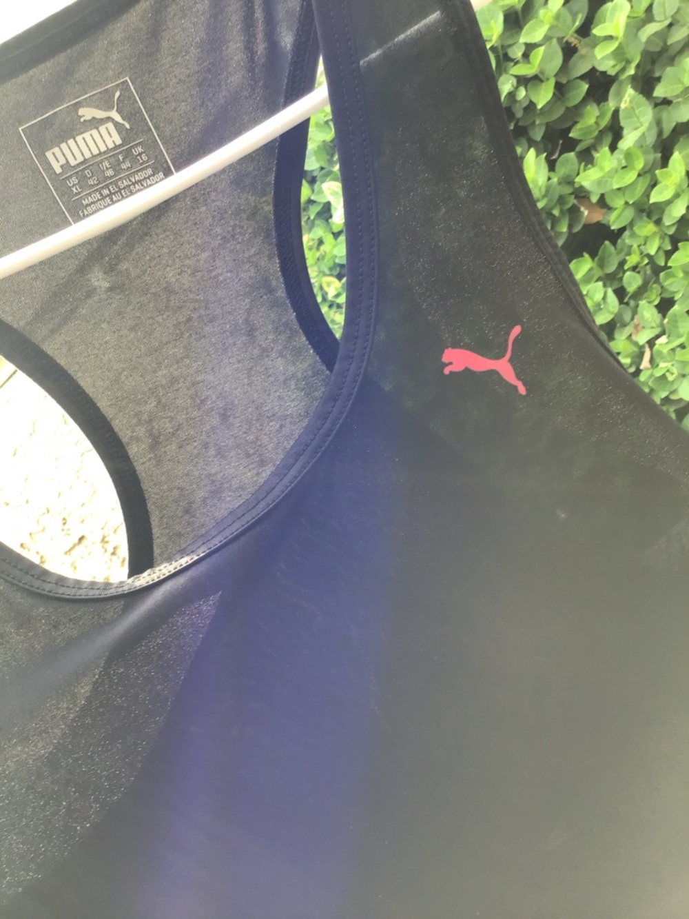 Puma Black Racerback Tank with Pink Puma Logo